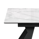 Стол стеклянный Woodville Денхольм 240(290)х100х75 белый мрамор, черный