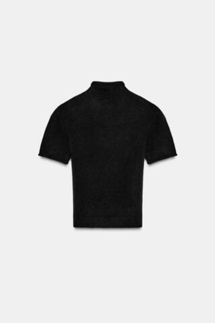 ZARA МЯГКИЙ СВИТЕР С КОРОТКИМИ РУКАВАМИ, ЧЕРНЫЙ