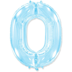 Шар фольгированный Цифра 0 101 см (Голубой)