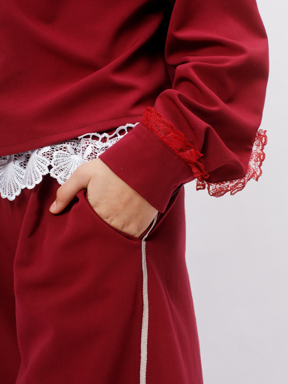 Брюки лампас бордо