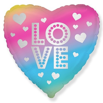 Ф 18" LOVE Сердце радужное
