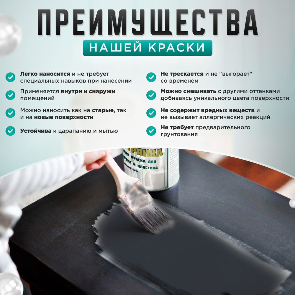 Универсальная акриловая краска без запаха для дерева и пластика Гумвнутрянка | Лофт и дерево (Россия)