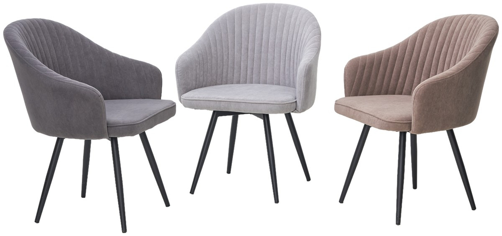 Стул М-City DISAUR Авиор (Avior) поворотный на поворотный на 360 градусов, B28 темно-серый, Велюр, Черный каркас