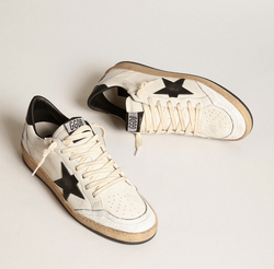 Women's Ball Star sneakers in white nappa leather with black leather star and heel tab