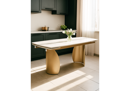 Керамический стол Woodville Готланд 180(240)х90х79 вяз скандинавский, золото