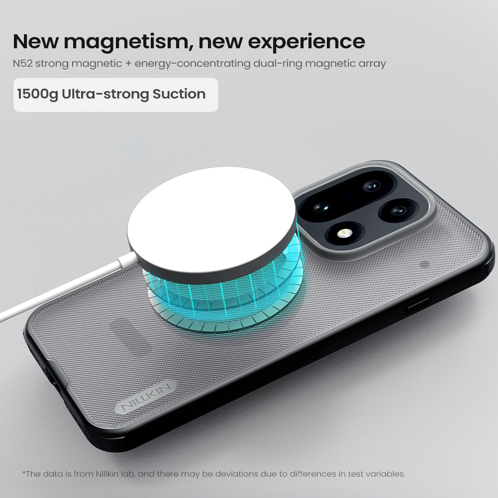 Чехол серый тонированный c MagSafe для OnePlus 15, серия Super Frosted Shield Pro Magnetic (Clear version) от Nillkin