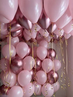 Розовые воздушные шары 100шт ( 2 фонтана по 20шт, под потолок 60 шт) №2617