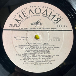 Винтажная виниловая пластинка LP Вокально Инструментальный Ансамбль Семеро Молодых (СССР 1976) Песня У Винограда