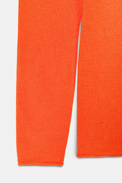 ZARA ТОНКИЙ СВИТЕР ИЗ СМЕСОВОЙ ШЕРСТИ, ОРАНЖЕВЫЙ