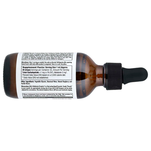 KAL, мелатонин, натуральная малина, 3 мг, 55 мл (1,85 жидк. унции)