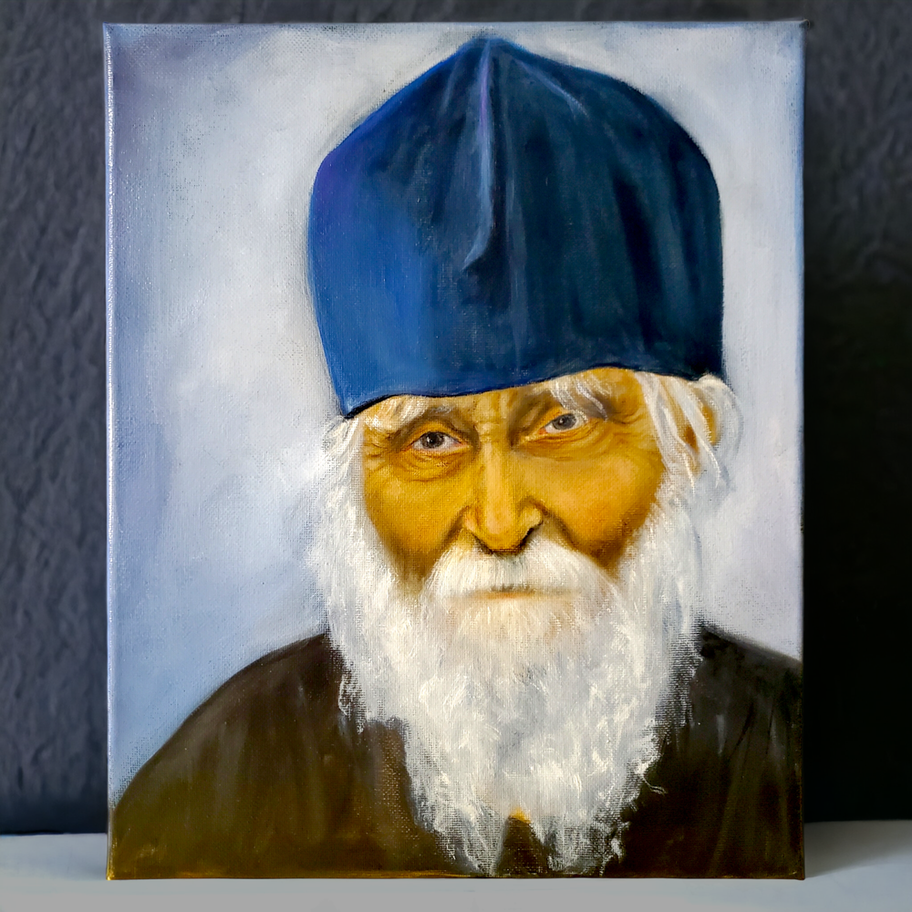 Картина «Святой старец Николай Гурьянов» | Холст, масло 25х30 см | Художница Ефимова Ольга