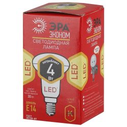 Лампочка светодиодная ЭРА RED LINE ECO LED R39-4W-827-E14 Е14 / Е14 4Вт рефлектор теплый белый свет