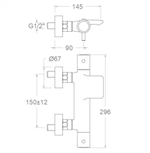 Смеситель термостатический для ванны с каскадным изливом ODISEA 393901SNM черный