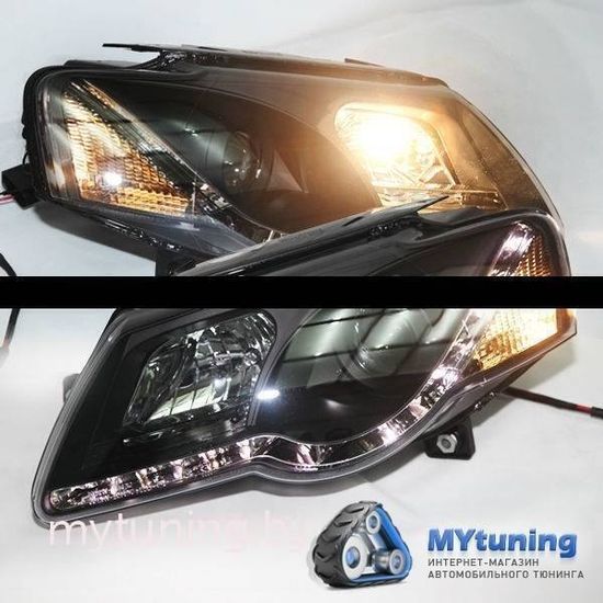 Передние фары tru drl black для VW Passat B6