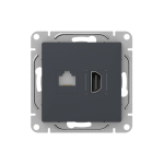 Механизм розетки HDMI+RJ45 (cat5), графит Эпика EKF