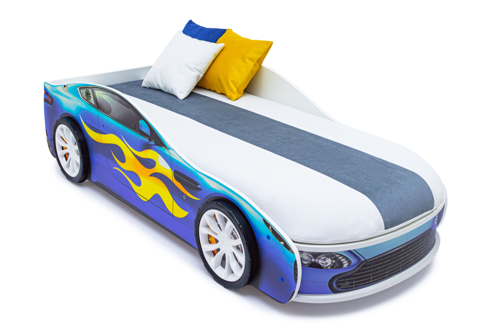 Кровать с матрасом Бельмарко Бондмобиль синий