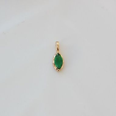 Подвеска Маркиз с зелёным фианитом, 14*5 мм, позолота, П397