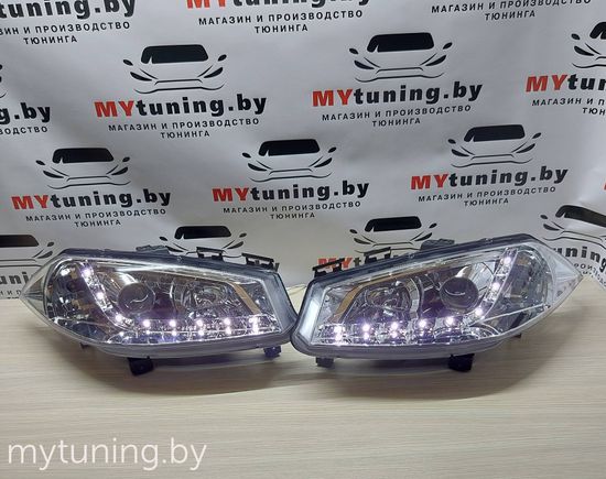 Передние фары daylight chrome для Renault Megane 2(II)