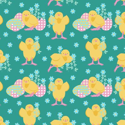 Пасхальный цыпленок на бирюзовом фоне