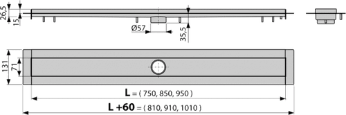 Душевой лоток Alcadrain APZ13 Modular из нержавеющей стали модулярный 850 мм (APZ13-850)