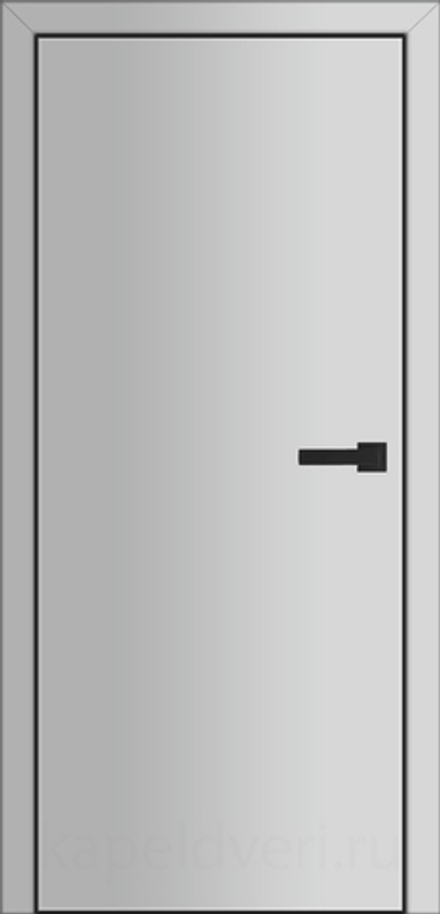 Дверь серая RAL7047 пластиковая одностворчатая KAPELLI-Classic Моноколор гладкий c алюминиевым торцом + коробка