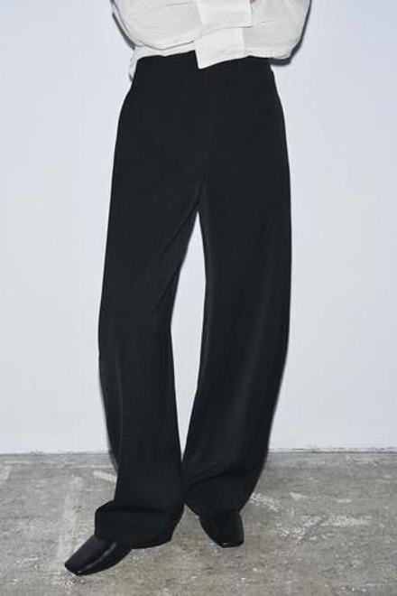 ZARA БРЮКИ С ВЫСОКОЙ ПОСАДКОЙ НА МОЛНИИ — ZW COLLECTION, ЧЕРНЫЙ