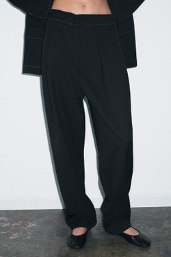 ZARA БРЮКИ С ДЕКОРАТИВНОЙ СТРОЧКОЙ — ZW COLLECTION LIMITED EDITION, ЧЕРНЫЙ