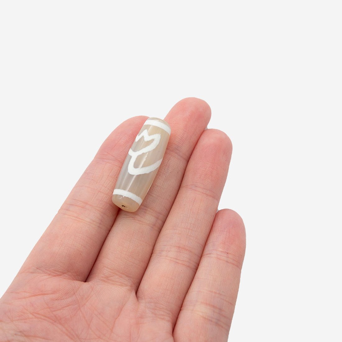 Бусина Дзи "Лотос" из агата, 29,5*10,5мм, белый