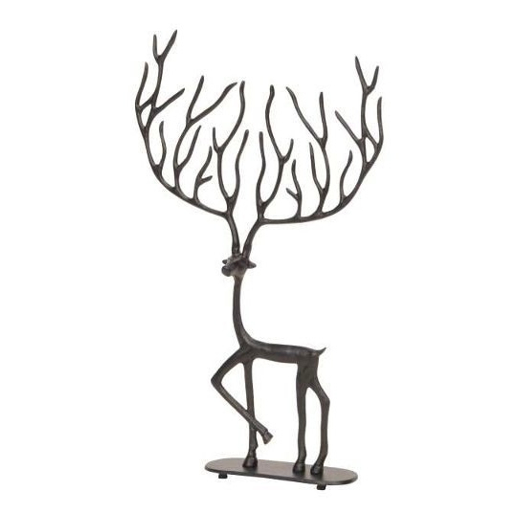 Декор Олень, черный металл 36см