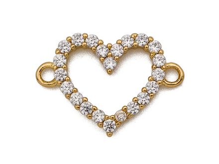Коннектор-подвеска Сердце 10мм, со стразами