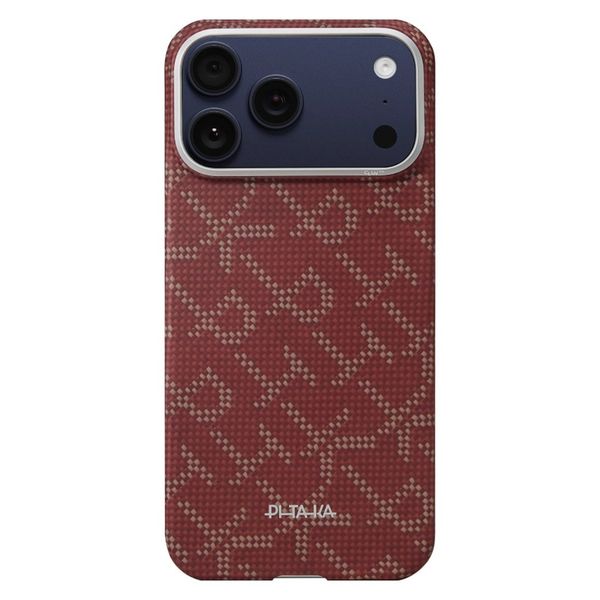 Чехол Pitaka Edge Case для iPhone 17 Pro Max, Красный монограм | Monogram Gold/Red