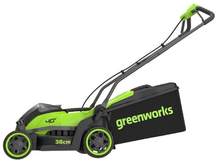 Газонокосилка аккумуляторная GREENWORKS 2520807UB 40V, 36 см, бесщеточная, c 1хАКБ 4 Ач и ЗУ