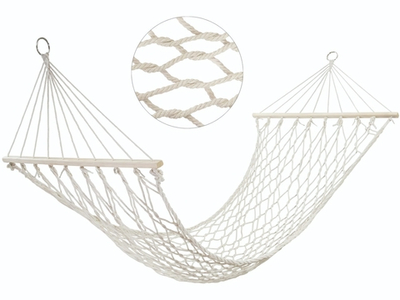 Гамак-сетка (хлопок) 200*80см с деревянной планкой Ham-20