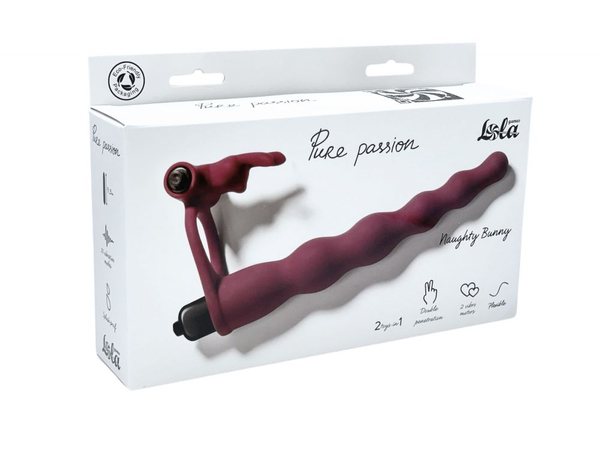 Вибронасадка для двойного проникновения Pure Passion Bunny Wine