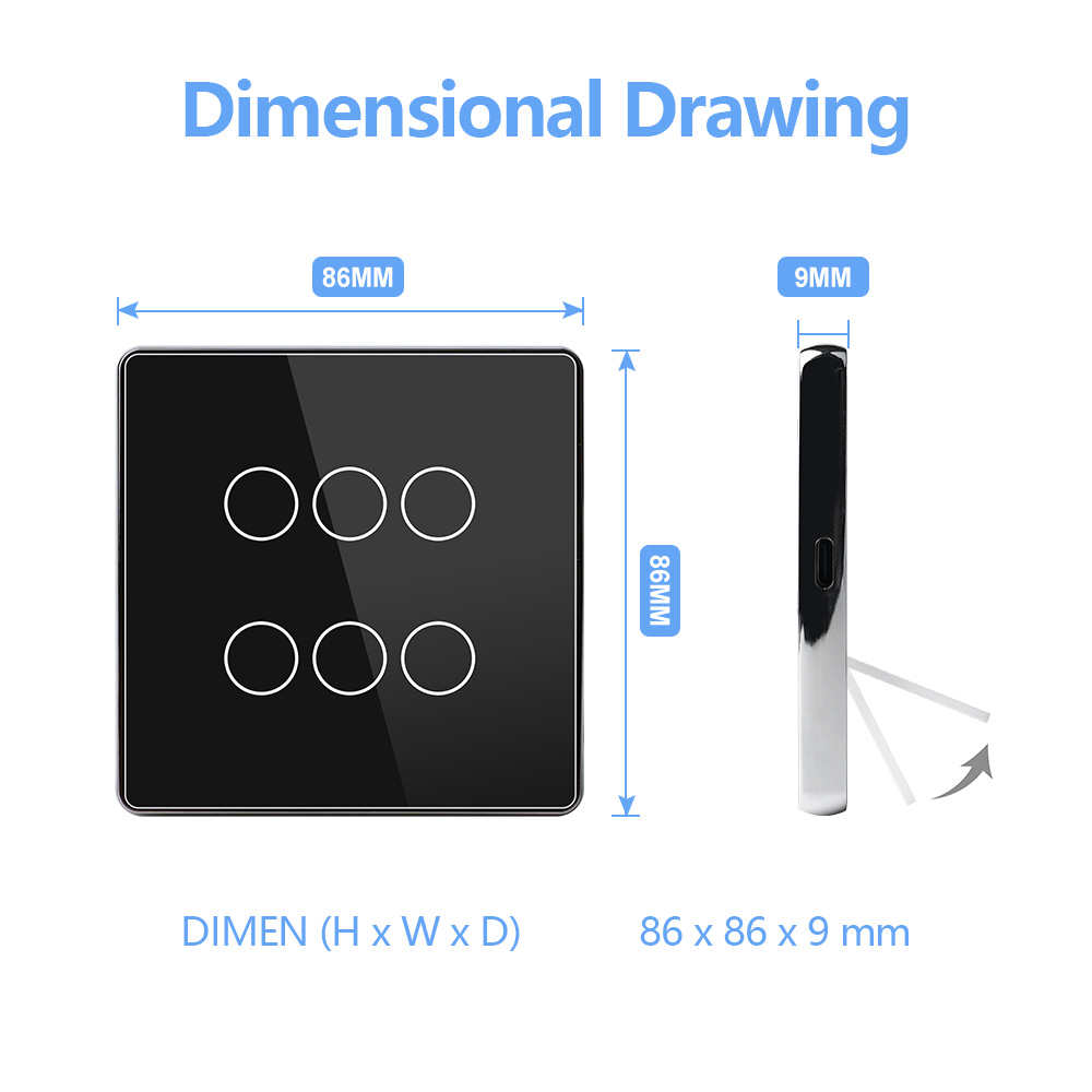Сенсорный выключатель Zigbee 1CH беспроводной SS1 (на аккумуляторах, черный)