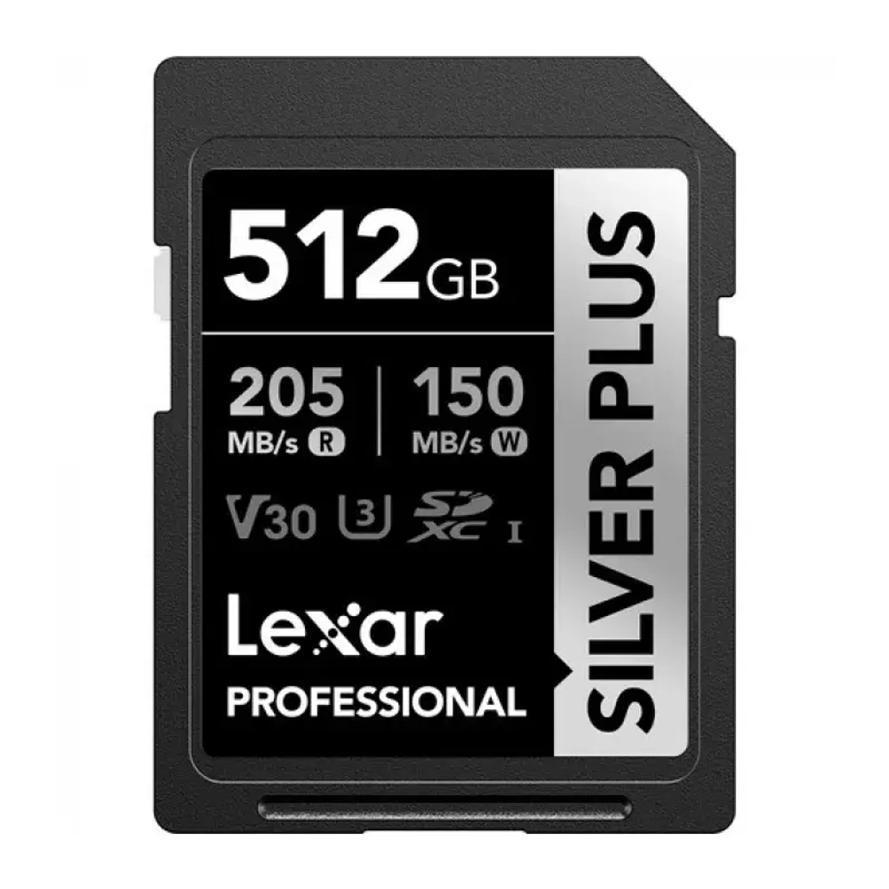 Карта памяти  Lexar Professional SILVER PLUS SDXC 512GB UHS-I U3 V30 C10, R/W 205/150 МБ/с