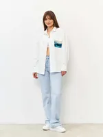 Купить Рубашка Kefirmaykifer Айвазовский хлопковая белая Рубашка Kefirmaykifer Айвазовский хлопковая белая