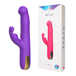 Фиолетовый вибратор-кролик 22,4см со стимулятором клитора и возвратно-поступательными движениями I-Moon Beauty MY-206 Purple
