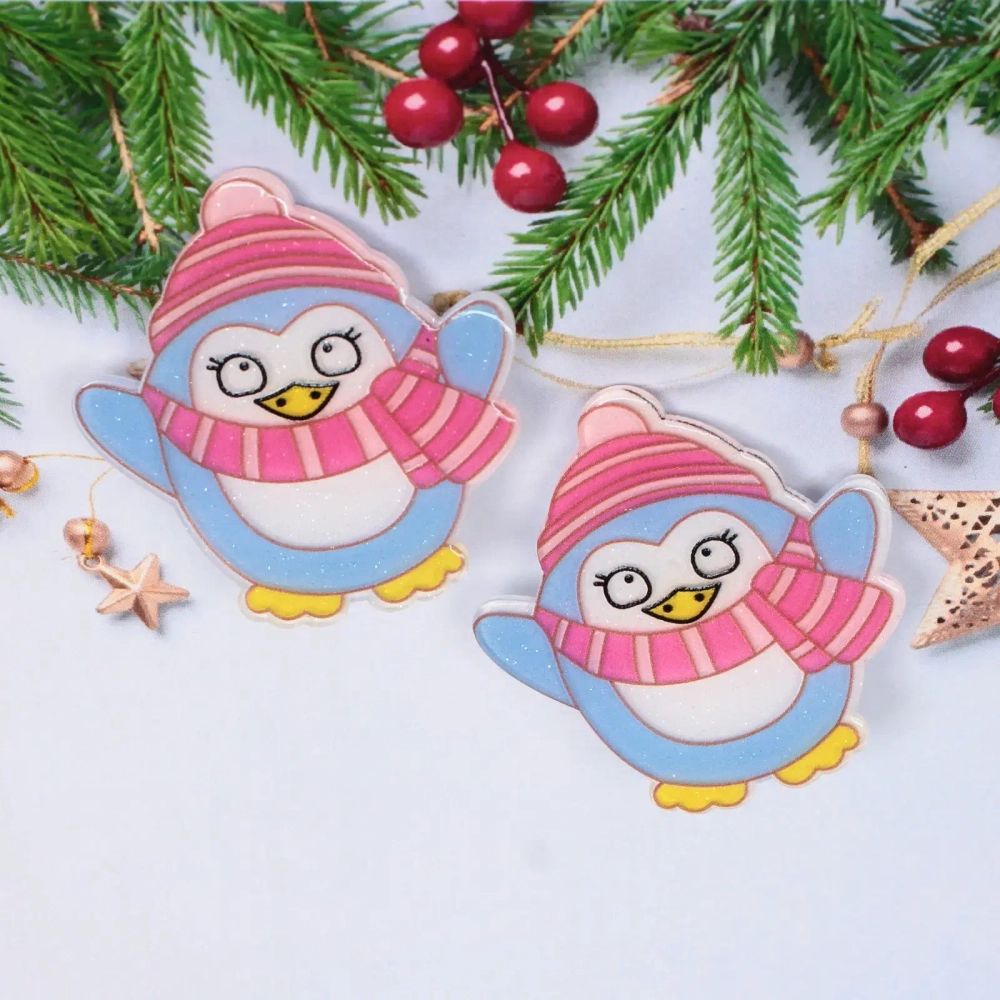 Зажимы для волос детские 2шт «БИСКВИТ», Пингвин, 5см