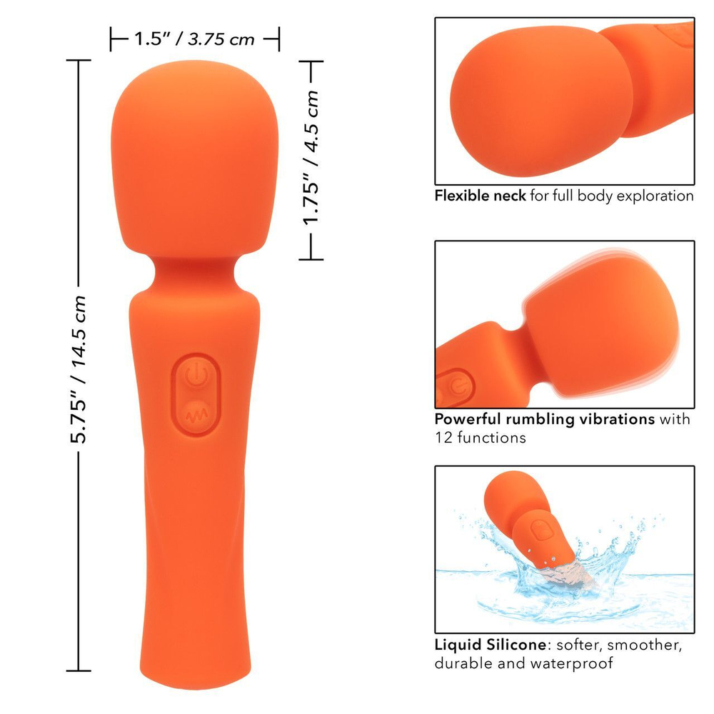 Оранжевый вибромассажер Stella Liquid Silicone Mini Massager - 14,5 см. (Цвет: оранжевый)