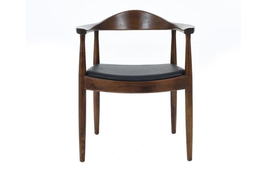 Стул деревянный обеденный с мягким сиденьем Round (Kennedy) темный ясень