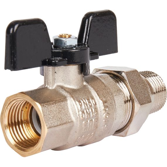 Кран шаровый со сгоном STOUT Н-В 1/2&quot; бабочка полнопроходной 26336