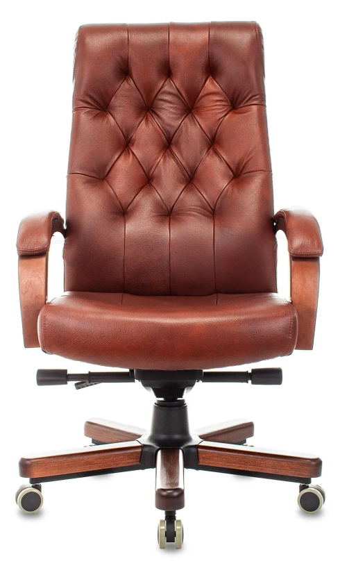 Кресло руководителя Бюрократ T-9928WALNUT светло-коричневый Leather Eichel кожа крестов. металл/дерево