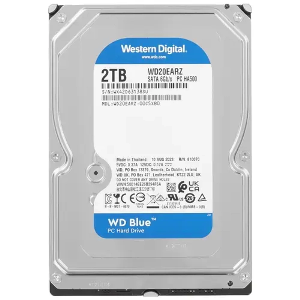 Жесткий диск HDD 2Tb Western Digital Blue SATA 6Gb/s 64Mb 5400rpm WD20EARZ