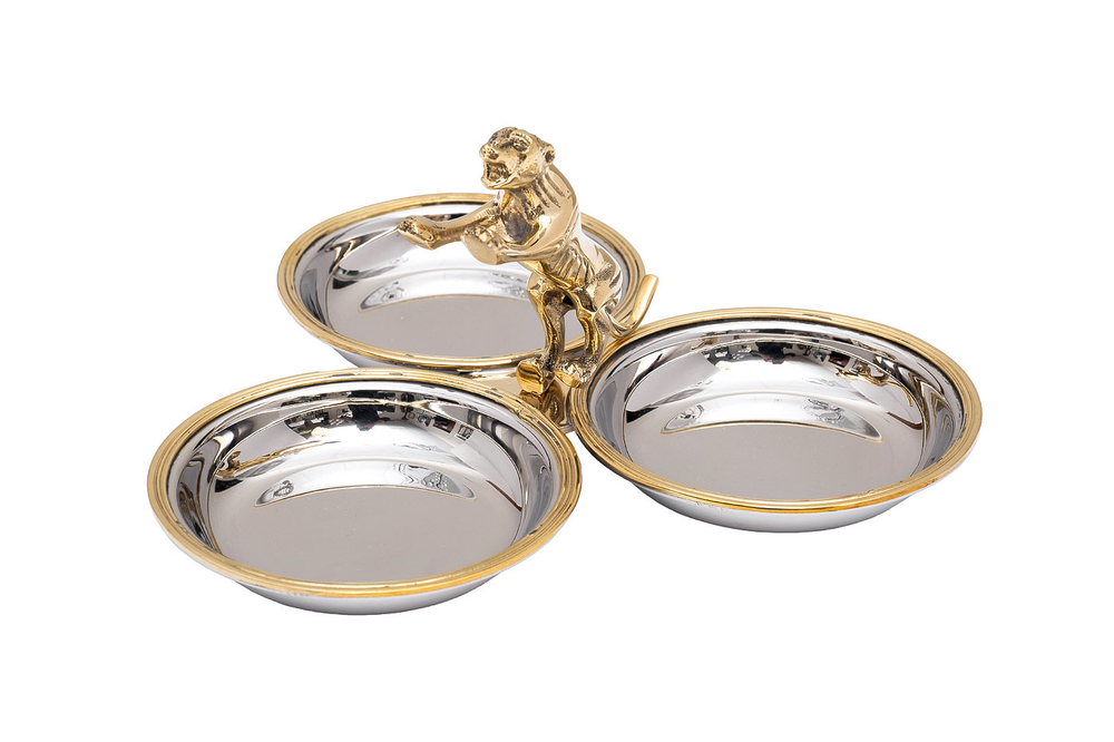 Менажница на 3 чаши 24x11см Garda Decor Леопард нержавеющая сталь