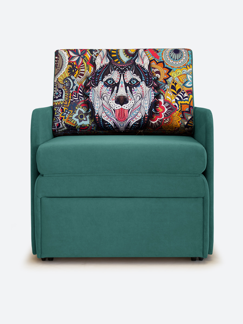 Кресло-кровать "Миник" с подлокотниками Dream Mint, купон Хаски