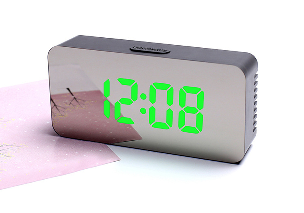 Часы зеркальные LED MIRROR DS-3622L/4 Green