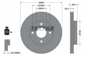 TEXTAR - 92096203-TET - Brake Disc