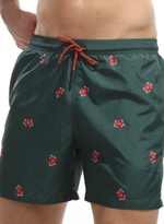 Изумрудные пляжные шорты с принтом в виде крабов (Размер: L) (Цвет: изумрудный)