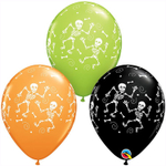 Шар латексный 28см Веселый Хэллоуин Скелеты (Ассорти)